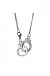 BlackAmazement Collier en acier inoxydable avec pendentif menottes huit menottes argentées punk motard femme homme, Acier ino