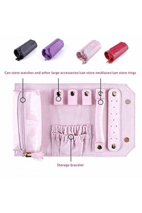 kawehiop Vitrine boucle doreille rouleau boîte de rangement PU pratique conteneur multifonctionnel grande capacité Organisat