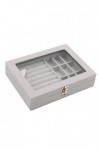 FIOERDTUIE Boîte avec couvercle transparent pour colliers, étui de rangement, porte-plateaux, organisateur rose, Gris Glace