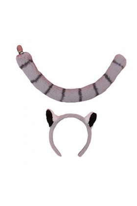 F Fityle Oreilles et Queue de Laveur en Peluche Costume Déguisement Cosplay Habillage Pince à Cheveux Décoration Cadeau pour 