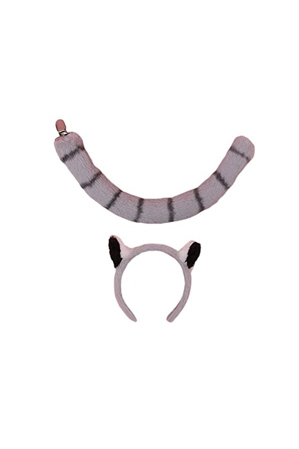 F Fityle Oreilles et Queue de Laveur en Peluche Costume Déguisement Cosplay Habillage Pince à Cheveux Décoration Cadeau pour 