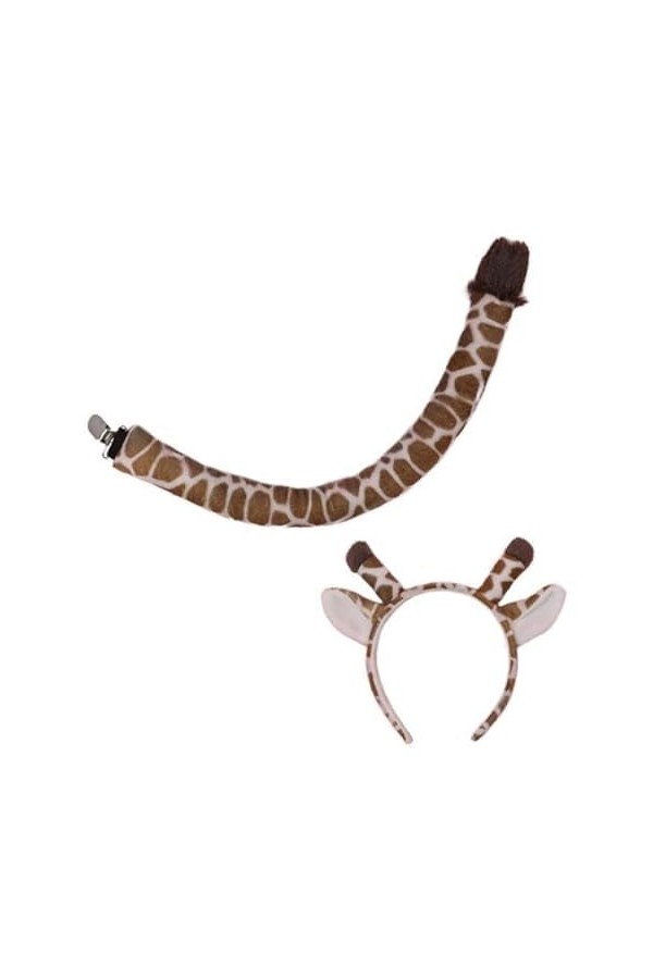 Perfeclan Belle girafe queue oreilles ensemble bandeau Cosplay accessoires en peluche fait à la main doux bandes de cheveux p