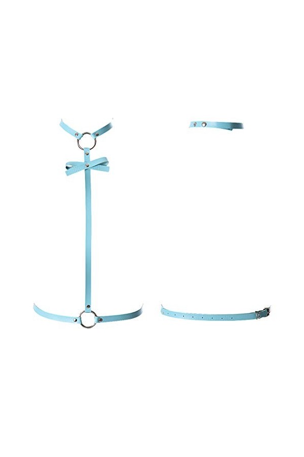 PETMHS Femmes Punk Cuir Harnais Poitrine Cou Taille Corps Cage Soutien-Gorge Sangle réglable Gothique Rave Festival Costumes 