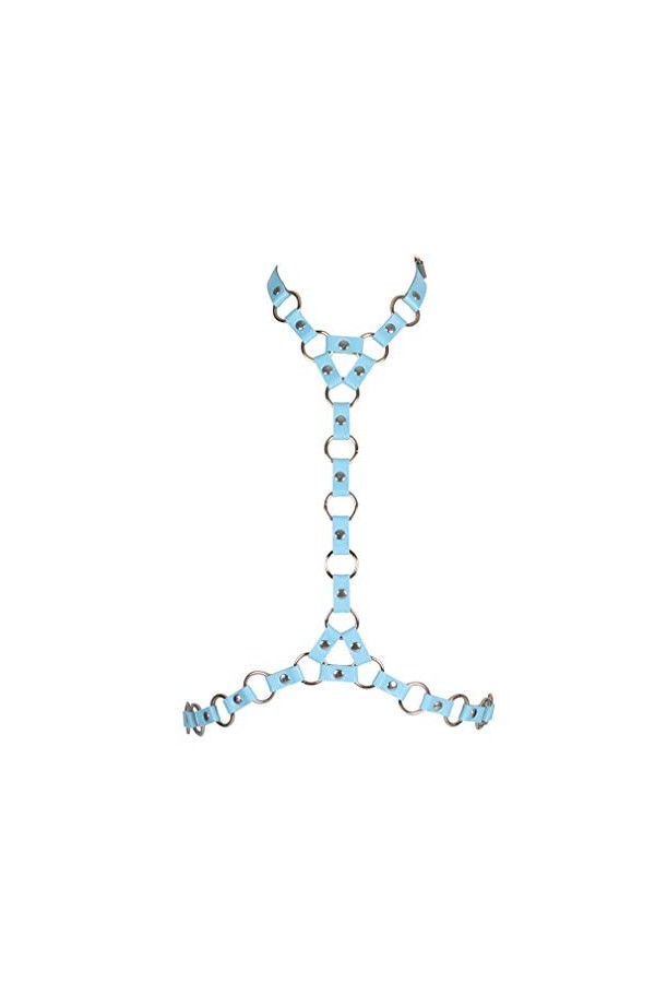 PETMHS Femmes Punk Cuir Corps Poitrine Harnais Cou Taille Lingerie Sangle réglable Gothique Rave Festival Costumes Vert Jade