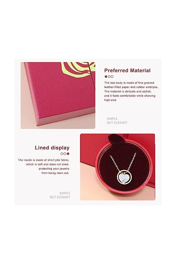 CLSSLVVBN Bijoux Boîte De Rangement Pliable Collier Affichage Paquet Cas Rose Pendentif Porte-Papier Organisateur Décoratif P