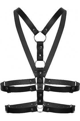 Harnais élastique en cuir synthétique avec joint torique pour homme, ceinture de poitrine, extensible, rétro, cage dépaule, 