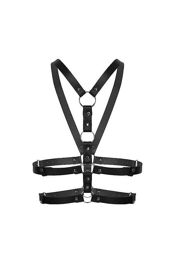 Harnais élastique en cuir synthétique avec joint torique pour homme, ceinture de poitrine, extensible, rétro, cage dépaule, 
