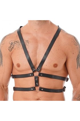 Harnais élastique en cuir synthétique avec joint torique pour homme, ceinture de poitrine, extensible, rétro, cage dépaule, 