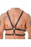 Harnais élastique en cuir synthétique avec joint torique pour homme, ceinture de poitrine, extensible, rétro, cage dépaule, 