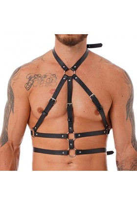 Harnais de poitrine en cuir souple pour homme - Gladiateur réglable - Bretelles - Pour festival, rave club, fête dHalloween 
