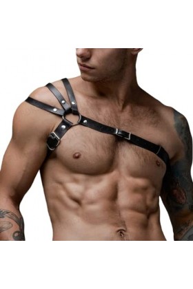 Harnais à une épaule pour homme en cuir PU accessoires de poitrine haut du corps punk gothique bar festival rave club fête Ha