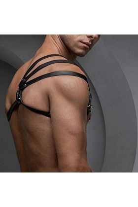 Harnais à une épaule pour homme en cuir PU accessoires de poitrine haut du corps punk gothique bar festival rave club fête Ha