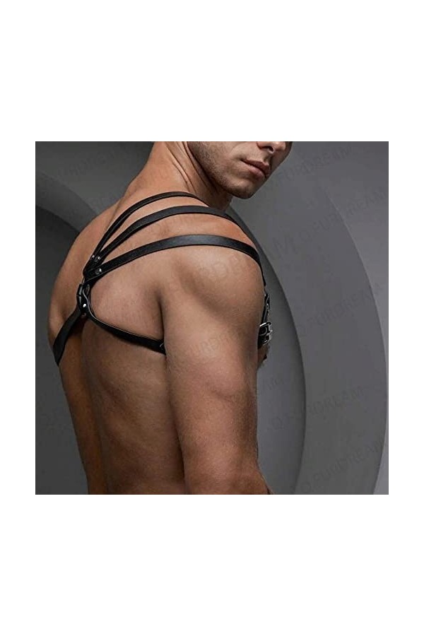 Harnais à une épaule pour homme en cuir PU accessoires de poitrine haut du corps punk gothique bar festival rave club fête Ha