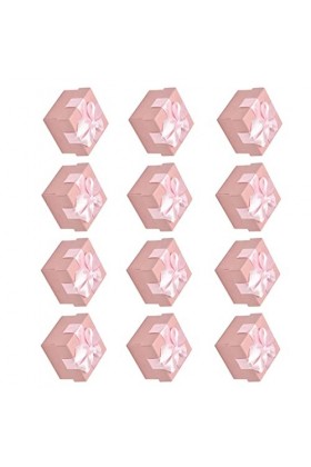 FIOERDTUIE 12Pcs Bowknot Box Gift Boucles doreilles Anneau de stockage Emballage Petit pendentif, Rose