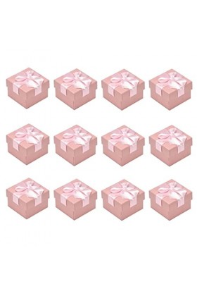 FIOERDTUIE 12Pcs Bowknot Box Gift Boucles doreilles Anneau de stockage Emballage Petit pendentif, Rose