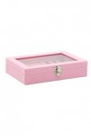 FIOERDTUIE Boîte avec couvercle transparent pour colliers, étui de rangement, porte-plateaux, organisateur rose, Rose