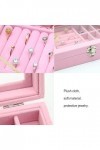 FIOERDTUIE Boîte avec couvercle transparent pour colliers, étui de rangement, porte-plateaux, organisateur rose, Rose