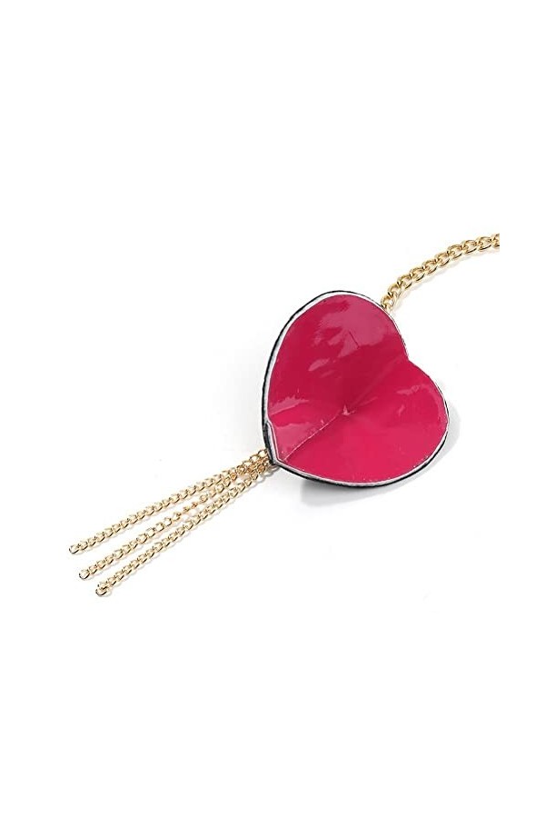 Wudaizhi Les Femmes Couvrent des Autocollants De Forme De Coeur en Cuir Sexy avec Collier De Couloir À Couchage À La Chaîne M