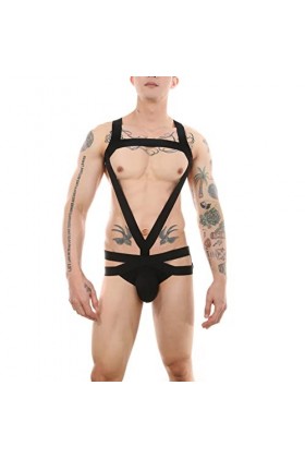 inhzoy Homme Maillot de Corps Ceinture Harnais de Poitrine Jouet Damour Jeu de Rôle Cosplay Adultes Couple Bandage Réglable 