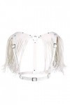 MSemis Femme Harnais de Poitrine en Cuir PU Bandage Frange Ceinture Soutien-Gorge Harness Bretelles Élastiques Body Lingerie 