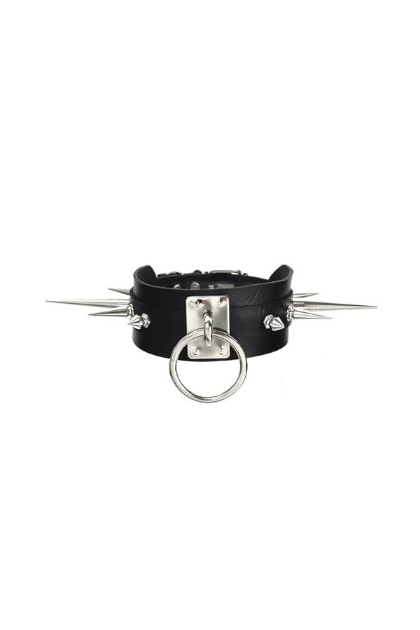 SHANHE Goth Spike collier ras&nbsp;&nbsp;&nbsp;du cou cuir synthétique polyuréthane noir accessoires gothiques femme Punk Chocker Emo Cospla
