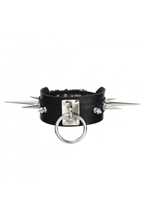 SHANHE Goth Spike collier ras&nbsp;&nbsp;&nbsp;du cou cuir synthétique polyuréthane noir accessoires gothiques femme Punk Chocker Emo Cospla