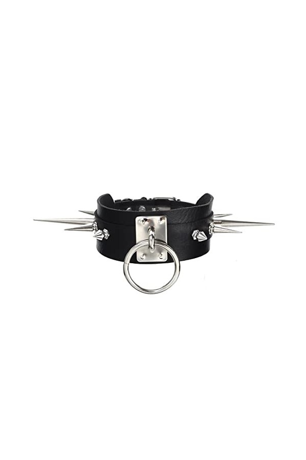 SHANHE Goth Spike collier ras&nbsp;&nbsp;&nbsp;du cou cuir synthétique polyuréthane noir accessoires gothiques femme Punk Chocker Emo Cospla