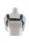 Harnais en cuir PU pour homme H-Bulldog poitrine réglable moitié noir punk gothique bretelles festival rave club Halloween fê