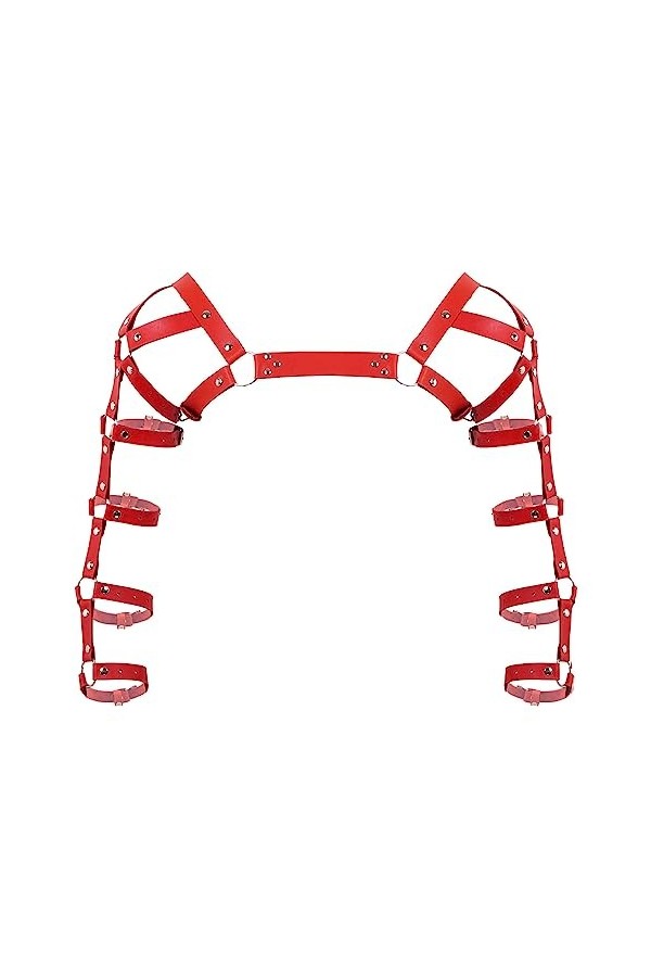 CHICTRY Homme Harnais Sexy Cuir Réglable Bandage Maillot de Corps Harnais de Poitrine Costume Gay Gothique Punk Rock Accessoi