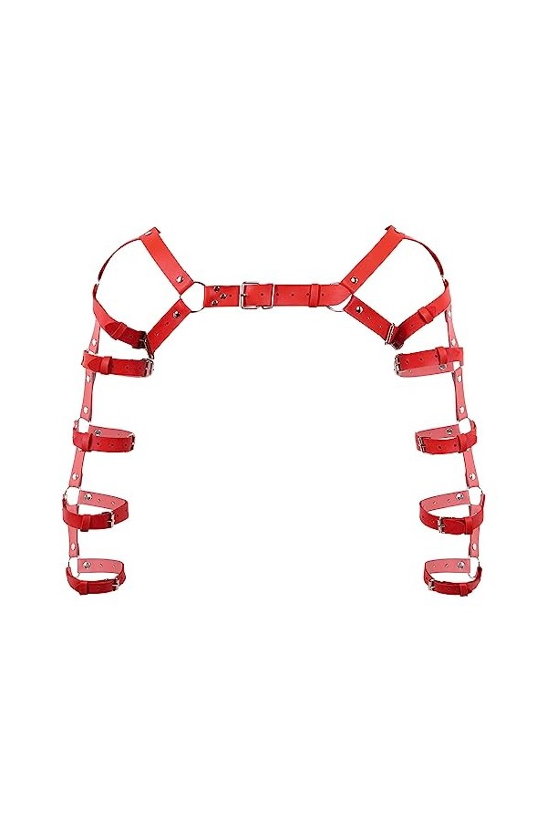 CHICTRY Homme Harnais Sexy Cuir Réglable Bandage Maillot de Corps Harnais de Poitrine Costume Gay Gothique Punk Rock Accessoi