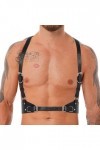 Harnais pour homme - Ceinture pour le corps, les épaules, la poitrine, la taille, sangle réglable - Anneau torique - En cuir 