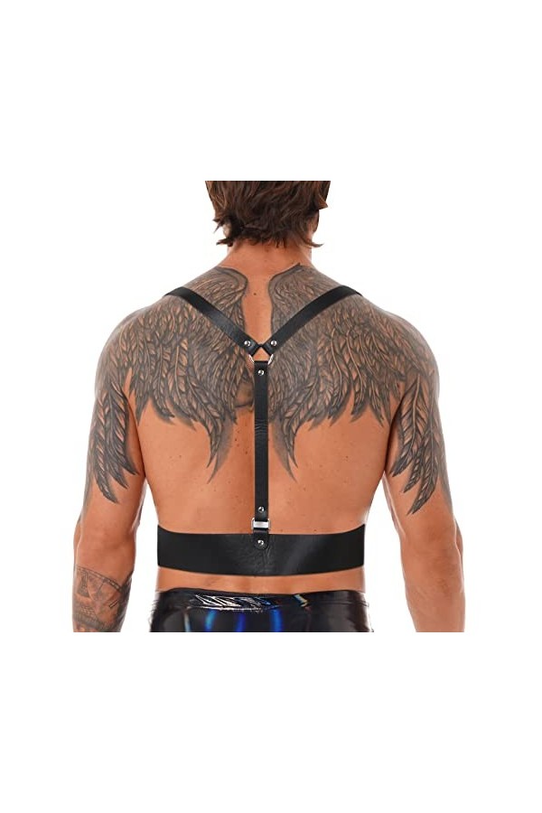 Harnais pour homme - Ceinture pour le corps, les épaules, la poitrine, la taille, sangle réglable - Anneau torique - En cuir