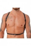 Harnais punk pour homme avec anneau torique en cuir synthétique - Sangle réglable - Sangle réglable - Boucle de taille, noir,