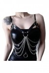 Sexy Femmes Chaîne En Cuir Harnais Corps Punk Cuisse Gothique Vêtements Halloween Partie Poitrine Club, noir, taille unique