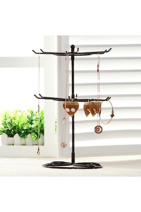 WUUISDNX Bracelet en métal de stockage de bijoux rotatif à 2 niveaux avec support de crochets compteur dorganisateur daffic