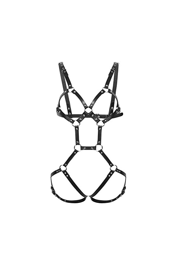 Mufeng Harnais Homme Sexy Hot Poitrine Body Bandage Harnais Punk Collier Ceinture Creux Punk Gothique Réglable Harness Clubwe