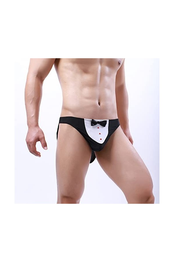 Evankin Ensemble 3 pièces de lingerie sexy pour homme avec nœud papillon et poignets