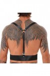 JEATHA Harnais de Corps Homme Sexy Faux Cuir Harnais de Poitrine Armure Brassard Haut Bondâge Gothique Punk Cosplay Costume G