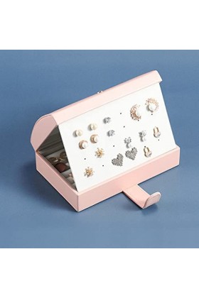 BEALIFE Boîte de rangement de bijoux en cuir Affichage Boîtes demballage portables Conteneur pratique Tiroir Dressing Annive