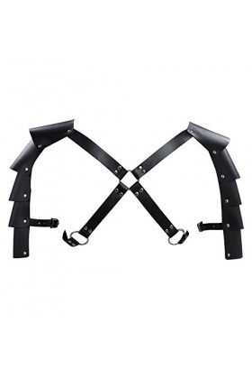 Harnais pour homme en simili cuir double armure épaule poitrine fantaisie boucle costume punk gothique festival rave club fêt