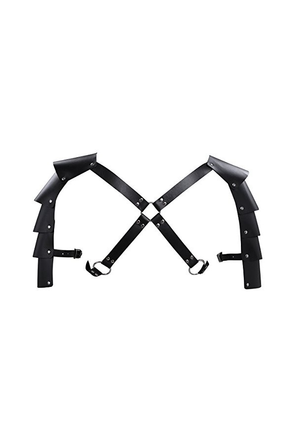 Harnais pour homme en simili cuir double armure épaule poitrine fantaisie boucle costume punk gothique festival rave club fêt