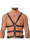 Harnais réglable en cuir pour homme - Ceinture de poitrine - Boucles fantaisie - Chaîne pour festival, rave club, fête dHall