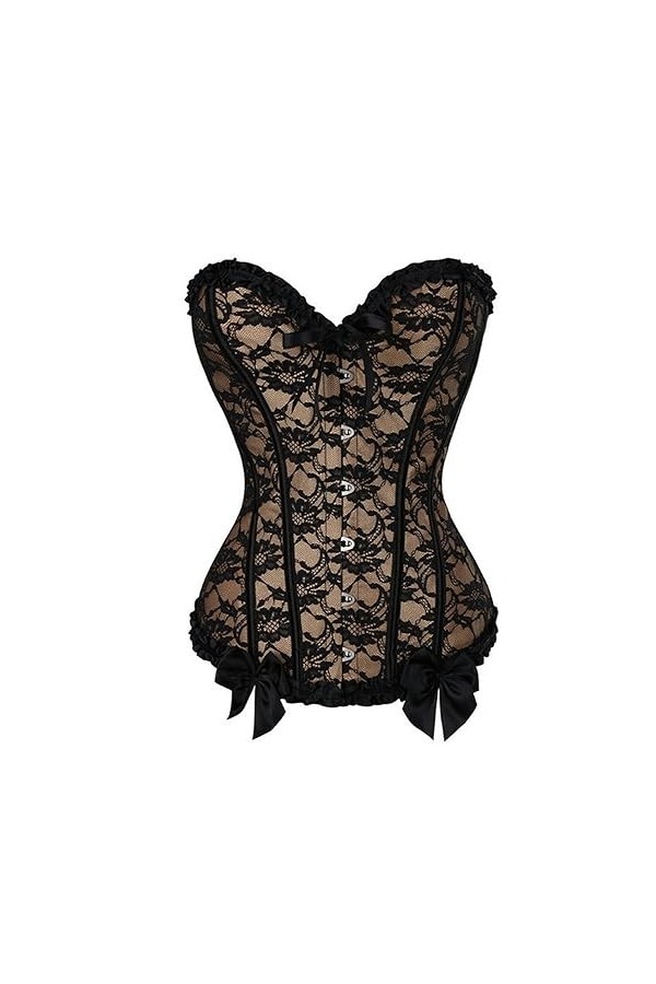 Lingerie sexy à lacets pour femme - Corset moulant à la taille - Corset modelant grande taille - Noir - XXXL