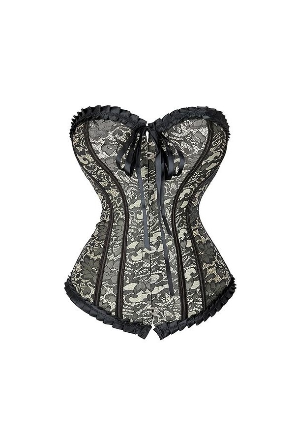 Lingerie sexy à lacets pour femme - Corset moulant à la taille - Corset modelant grande taille - Noir - XXXL