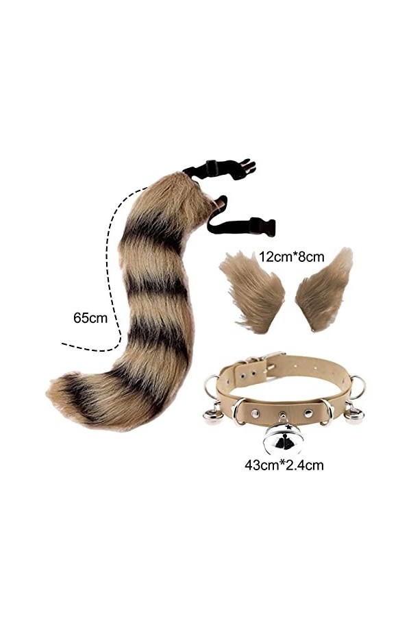 kowaku Oreilles et Queue en Fausse Ensemble Cosplay Costume Casque Cou Collier Ras du Cou avec Cloches pour la Fête Dress up 
