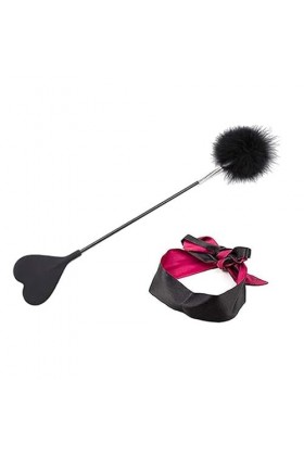 2Pcs Satin Bandeau avec Plume Fouet Plume Tickler