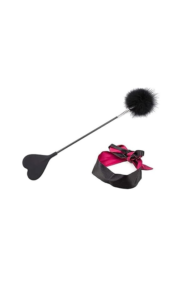 2Pcs Satin Bandeau avec Plume Fouet Plume Tickler