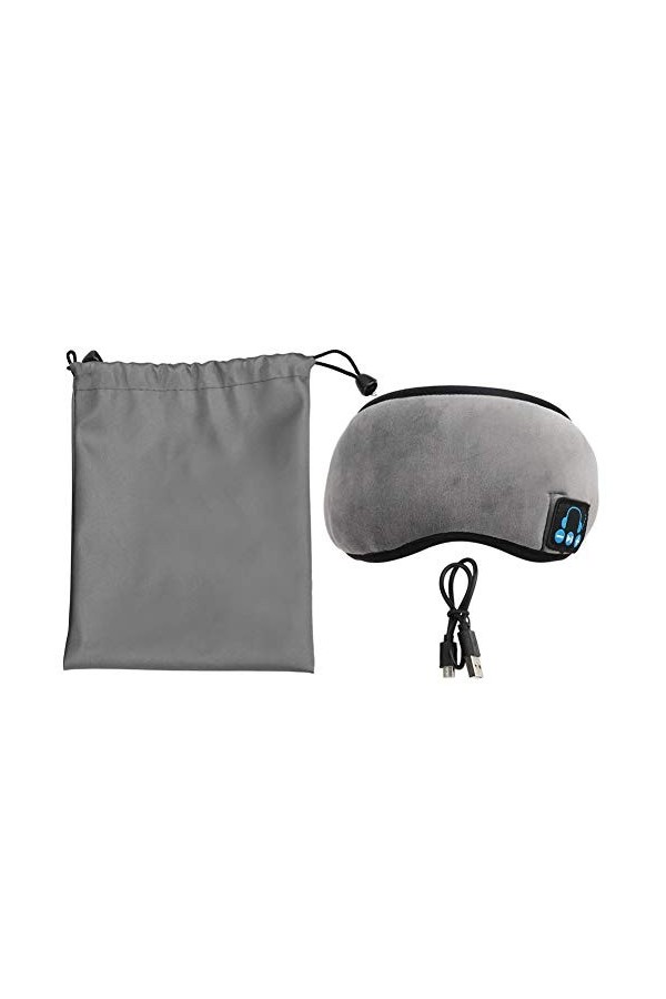 Keenso Bandeau pour Les Yeux Bluetooth, Casque de Musique sans Fil Lavable pour Les Yeux endormis Gris Autres Fournitures de