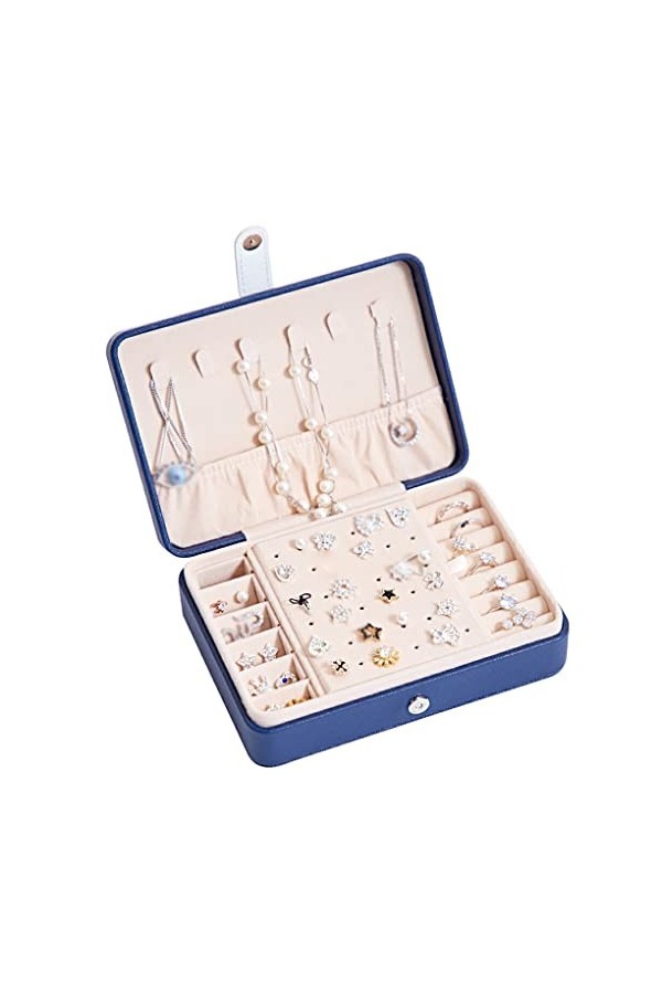 BEALIFE Bijoux Organisateur Étanche Vitrine En Cuir Anneaux De Stockage Cadeaux Double Couche Anti-Poussière Conteneur Organi