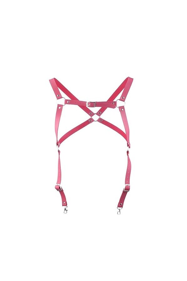 Bretelles de ceinture sexy de style punk tendance avec toutes les bretelles assorties Forme et ceinture fines, rose rouge, ta